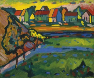 Bayerisches Dorf mit einem Feld, ca. 1908