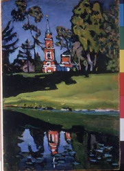 Die rote Kirche. Gemälde von Wassily Kandinsky