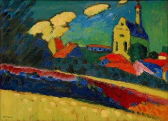 Studie zu Murnau – Landschaft mit Kirche