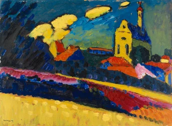 Studie für Murnau - Landschaft mit Kirche, 1909