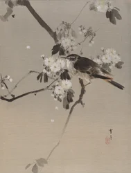 Vögel auf einem blühenden Zweig, ca. 1887