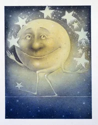 Mond jongliert mit den Nachtsternen