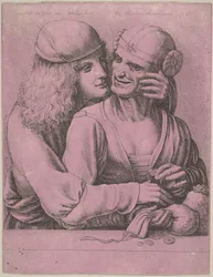 Ein junger Mann liebkost eine alte Frau, 1646