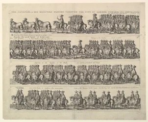 Krönungsprozession Karls II. durch London, 1662.