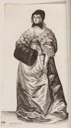 Frau mit Haube und Muff