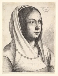 Junge Frau mit einem Schal auf dem Kopf, nach Bonsignori, 1645