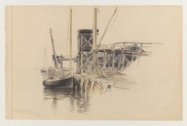 Segelboot angedockt, Newport