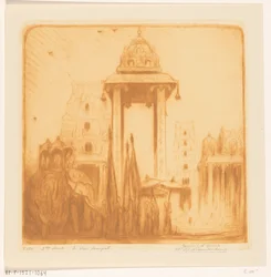 Innenhof eines Tempels in Britisch-Indien