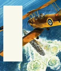 Ein Tiger Moth patrouilliert die britische Küste während des Zweiten Weltkriegs