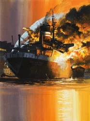 Brennendes Schiff
