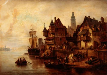 Dorf am Wasser von William Alexander Meyerheim