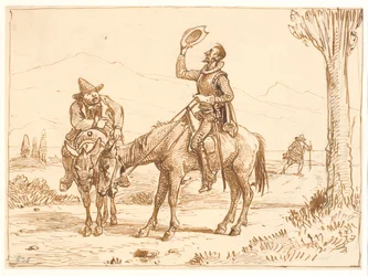 Don Quixote betrachtet seinen Helm
