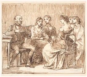 Ein Herr liest fünf Damen vor