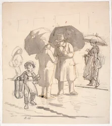 Straßenszene im Regen