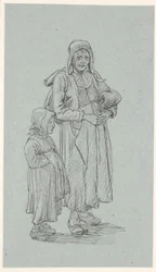 Alte schwedische Frau und kleines Mädchen