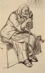 Sitzende alte Frau