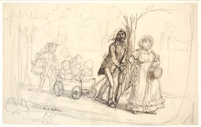 Schuhmacherfamilie auf dem Weg zum Picknick am Strandweg