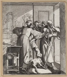 Der Narr, der die alten Eltern verspottet