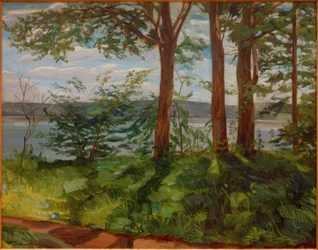 Landschaft am Starnberger See mit drei Bäumen