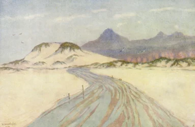 Am Fish Hoek Beach, Nord Hoek Mountains in der Ferne