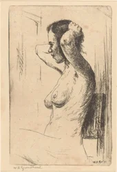 Sitzende, nackte Frau
