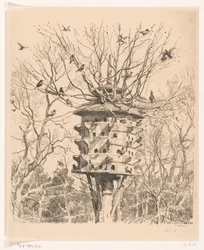 Großes Vogelhaus an einem Baum