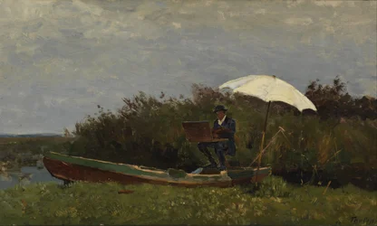 Der Maler Gabriël arbeitet in einem Boot, 1882
