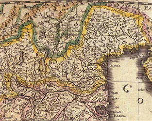 Karte der Region Venetien, Italien. Atlas von William Blaeu (1571 - 1638)