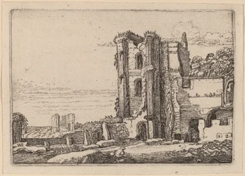 Ruine eines Turms rechts von der Mitte