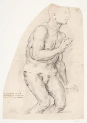 Die antike Statue „Ein Fischer (‚Sterbender Seneca‘)“, von vorn gesehen, halb nach rechts gedreht