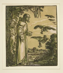 St. Paulus der Einsiedler (Elijah) von den Raben gefüttert