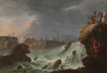 Der Bruch des Sint Antoniesdeichs bei Houtewael im Jahr 1651