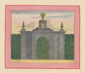 Gittertor mit Gartenvasen in den Gärten von Versailles