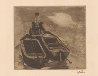 Schlepper mit zwei Kähnen
