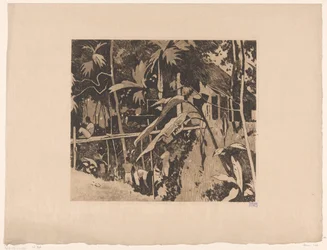 Vegetation und eine schmale Brücke in Buitenzorg