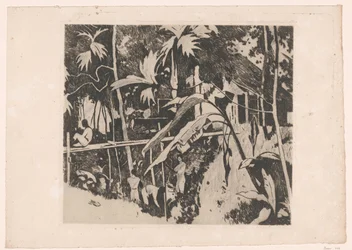 Vegetation und eine schmale Brücke in Buitenzorg
