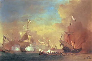 Barbaresken-Piraten greifen ein spanisches Schiff an