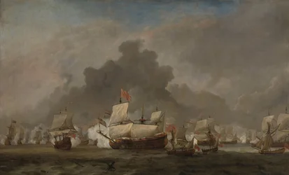 Seeschlacht zwischen Michiel Adriaensz de Ruyter und dem Herzog von York auf der Royal Prince während der Schlacht von Solebay, 7. Juni 1672: Episode aus dem Dritten Englisch-Niederländischen Krieg