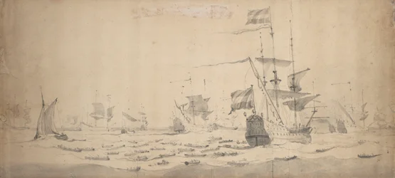 Eine niederländische Flotte in einer Brise: ein Kriegsrat, um 1665