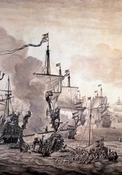 Die Schlacht am Sund zwischen der niederländischen und der schwedischen Flotte, 8. November 1658 (Detail)