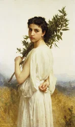 Eine Nymphe, die einen Lorbeerzweig hält, 1900