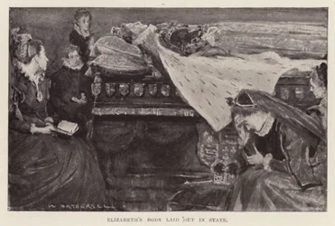 Leichnam von Elisabeth I. aufgebahrt, veröffentlicht 1898