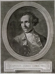 Porträt von Kapitän James Cook (1728-79), aus dem Frontispiz von 