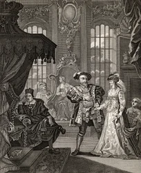 Heinrich VIII. und Anne Boleyn, graviert von T. Cooke, aus 