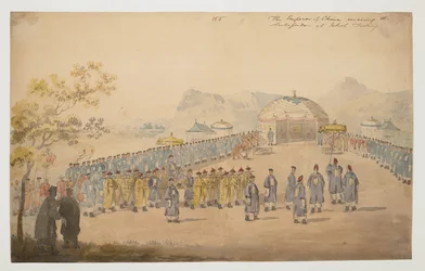 Der Kaiser von China empfängt den Botschafter in Jehol, Tartary