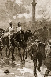 Blutiger Sonntag: Die Life Guards halten den Trafalgar Square, 1887, Illustration aus 