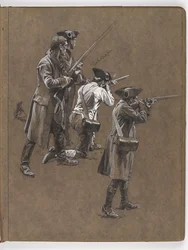 Studie für das Ölgemälde von William Barns Wollen, ?Die Schlacht von Lexington 1775?