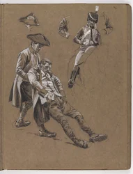 Studie für das Ölgemälde von William Barns Wollen, Die Schlacht von Lexington 1775