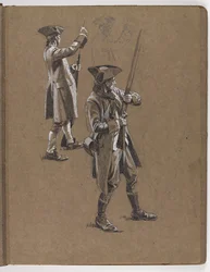 Studie für das Ölgemälde von William Barns Wollen, Die Schlacht von Lexington 1775