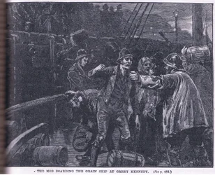 Der Mob besteigt ein Getreideschiff in Garry Kennedy AD 1841